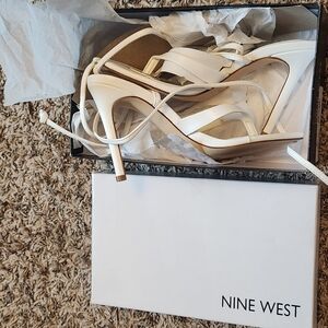 Nine West White Sandals with Strappy Design